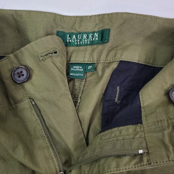 Lauren Ralph Lauren Shorts Womens Petite 8 Green Khaki Ladies Casual - Picture 4 of 9